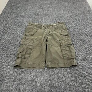 LOGG H&M Cargo Shorts Mens 30 Green Cotton Multi Pocket Utility Gorpcore